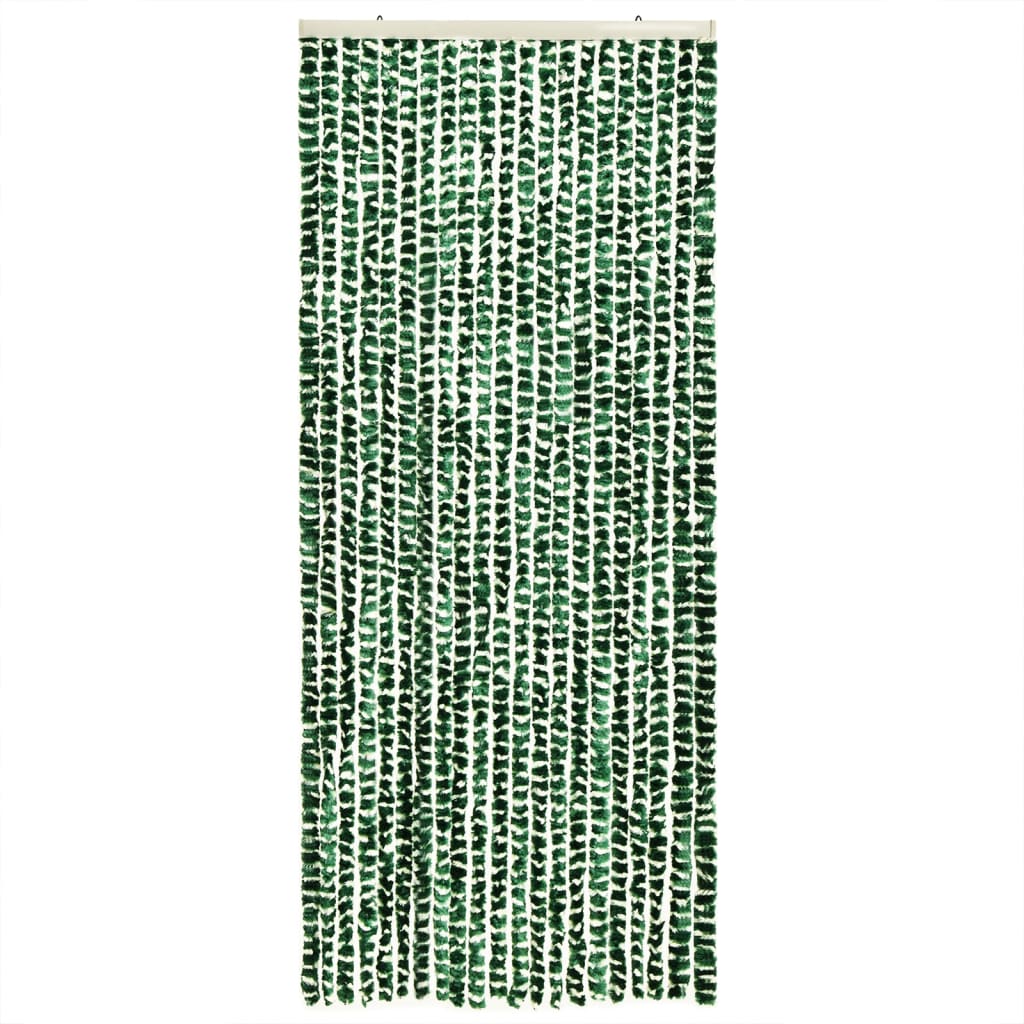 Vliegengordijn 100x230 cm chenille groen en wit