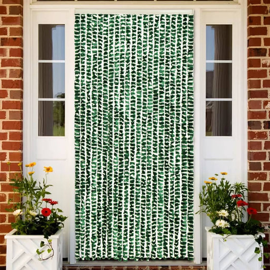 Vliegengordijn 100x230 cm chenille groen en wit