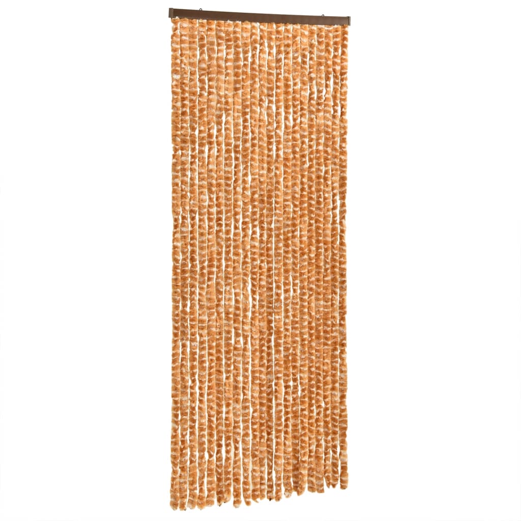 Vliegengordijn 100x230 cm chenille okerkleurig en wit