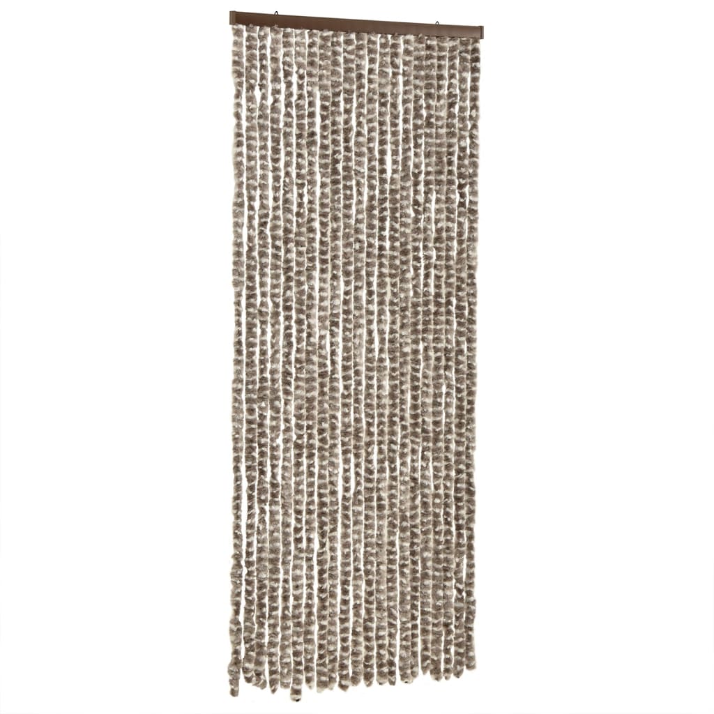 Vliegengordijn 100x230 cm chenille taupe en wit