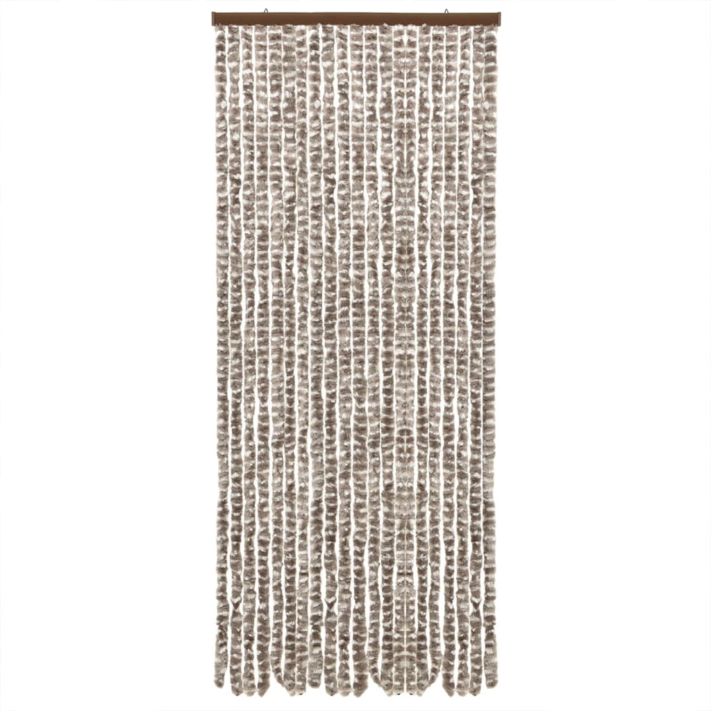 Vliegengordijn 100x230 cm chenille taupe en wit