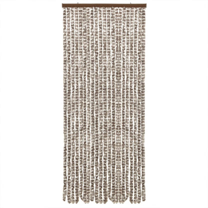 Vliegengordijn 100x230 cm chenille taupe en wit