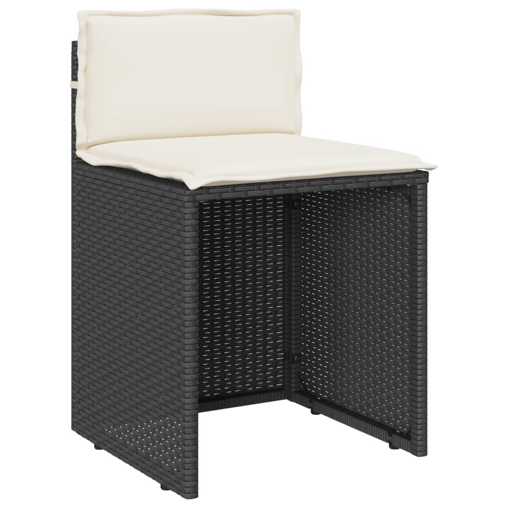 3-delige Bistroset met kussens poly rattan zwart