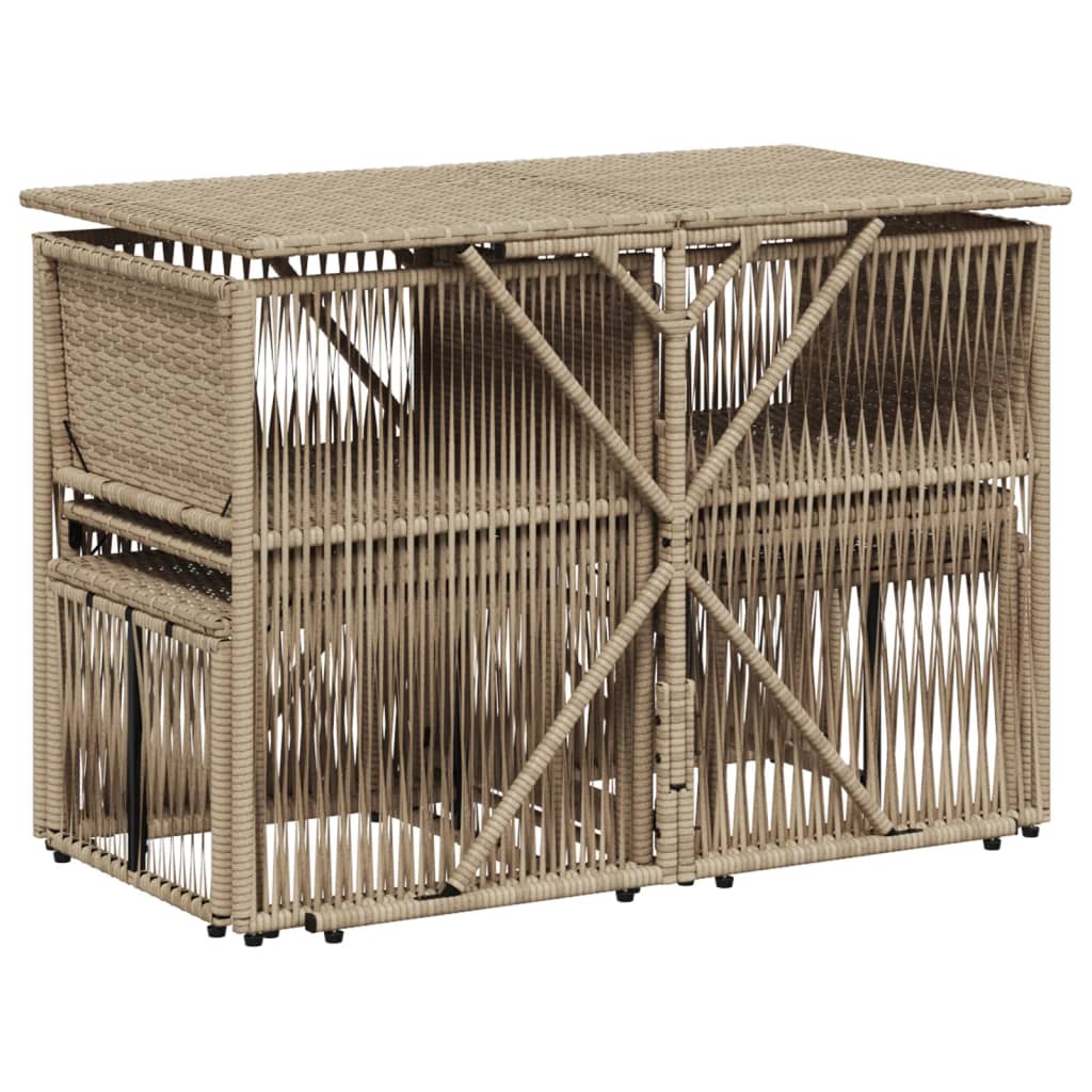 7-delige Tuinset met kussens poly rattan beige