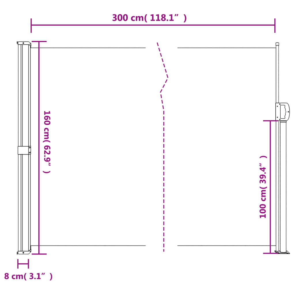 Windscherm uittrekbaar 160x300 cm beige