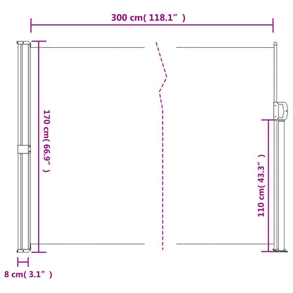 Windscherm intrekbaar 170x300 cm wit