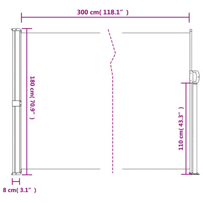 Windscherm uittrekbaar 180x300 cm beige