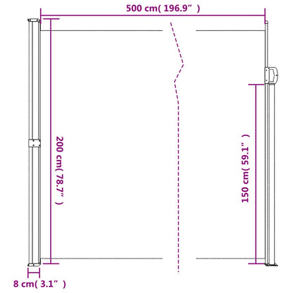 Windscherm uittrekbaar 200x500 cm crèmekleurig