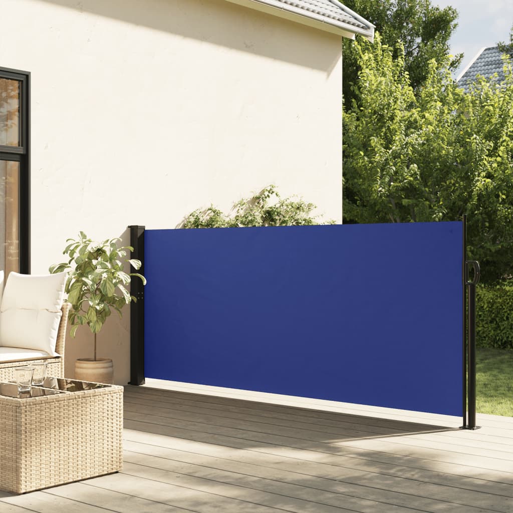 Windscherm uittrekbaar 120x600 cm blauw