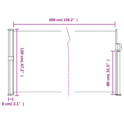 Windscherm uittrekbaar 120x600 cm rood