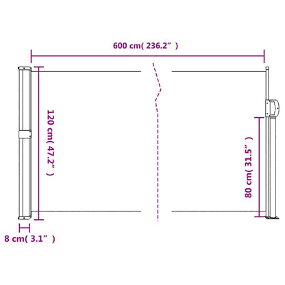 Windscherm uittrekbaar 120x600 cm wit