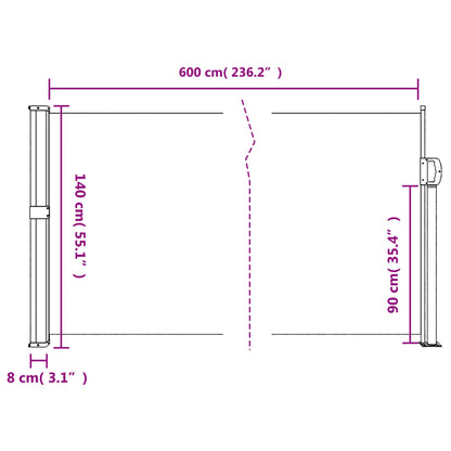 Windscherm uittrekbaar 140x600 cm rood