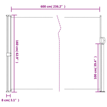 Windscherm uittrekbaar 160x600 cm rood