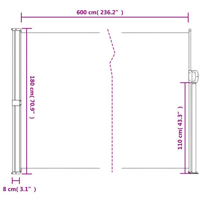 Windscherm uittrekbaar 180x600 cm rood