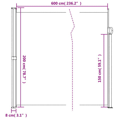 Windscherm uittrekbaar 200x600 cm beige