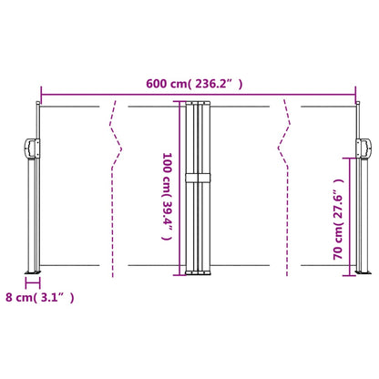 Windscherm uittrekbaar 100x600 cm wit