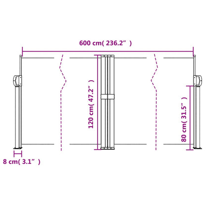 Windscherm uittrekbaar 120x600 cm rood