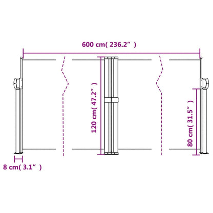 Windscherm uittrekbaar 120x600 cm wit