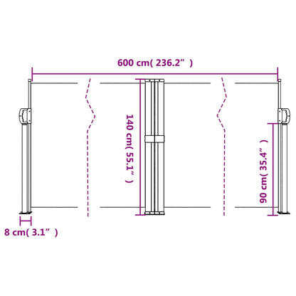 Windscherm uittrekbaar 140x600 cm beige