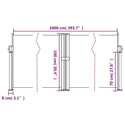 Windscherm uittrekbaar 100x1000 cm rood