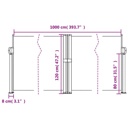 Windscherm uittrekbaar 120x1000 cm antraciet