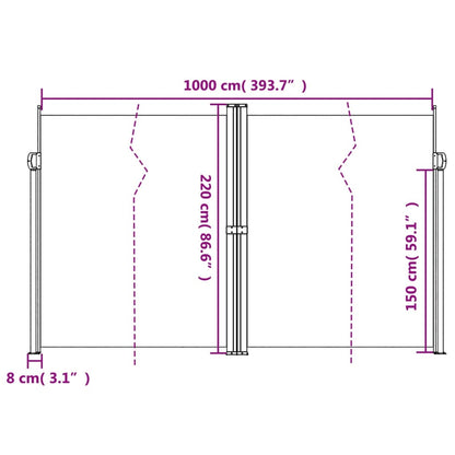 Windscherm uittrekbaar 220x1000 cm beige