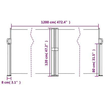 Windscherm uittrekbaar 120x1200 cm antracietkleurig