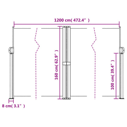 Windscherm uittrekbaar 160x1200 cm rood