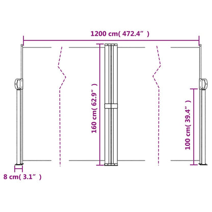 Windscherm uittrekbaar 160x1200 cm antracietkleurig