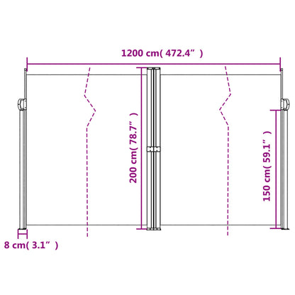 Windscherm uittrekbaar 200x1200 cm beige