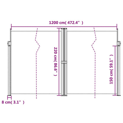 Windscherm uittrekbaar 220x1200 cm wit