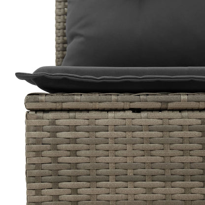 10-delige Loungeset met kussens poly rattan grijs