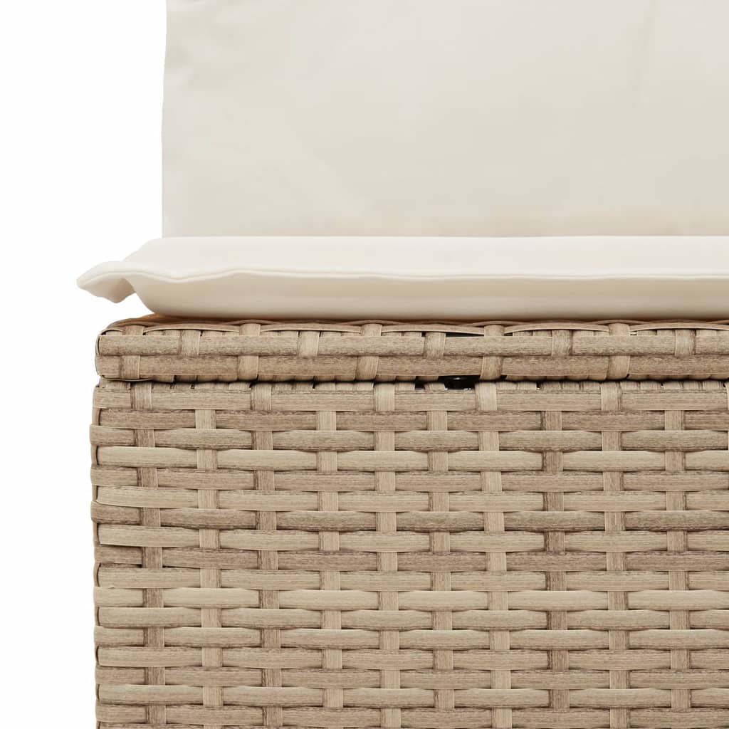 10-delige Loungeset met kussens poly rattan beige