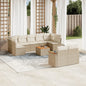 10-delige Loungeset met kussens poly rattan beige