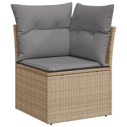 10-delige Loungeset met kussens poly rattan gemengd beige