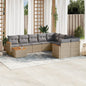 10-delige Loungeset met kussens poly rattan gemengd beige