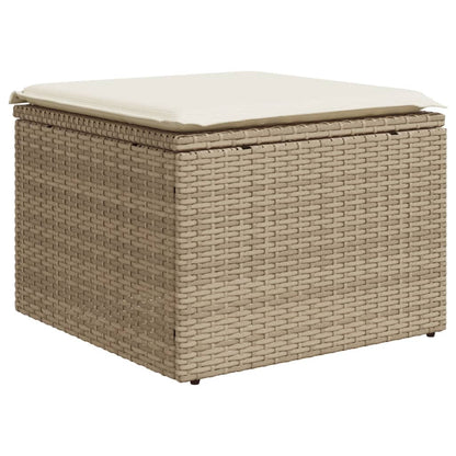 10-delige Loungeset met kussens poly rattan beige