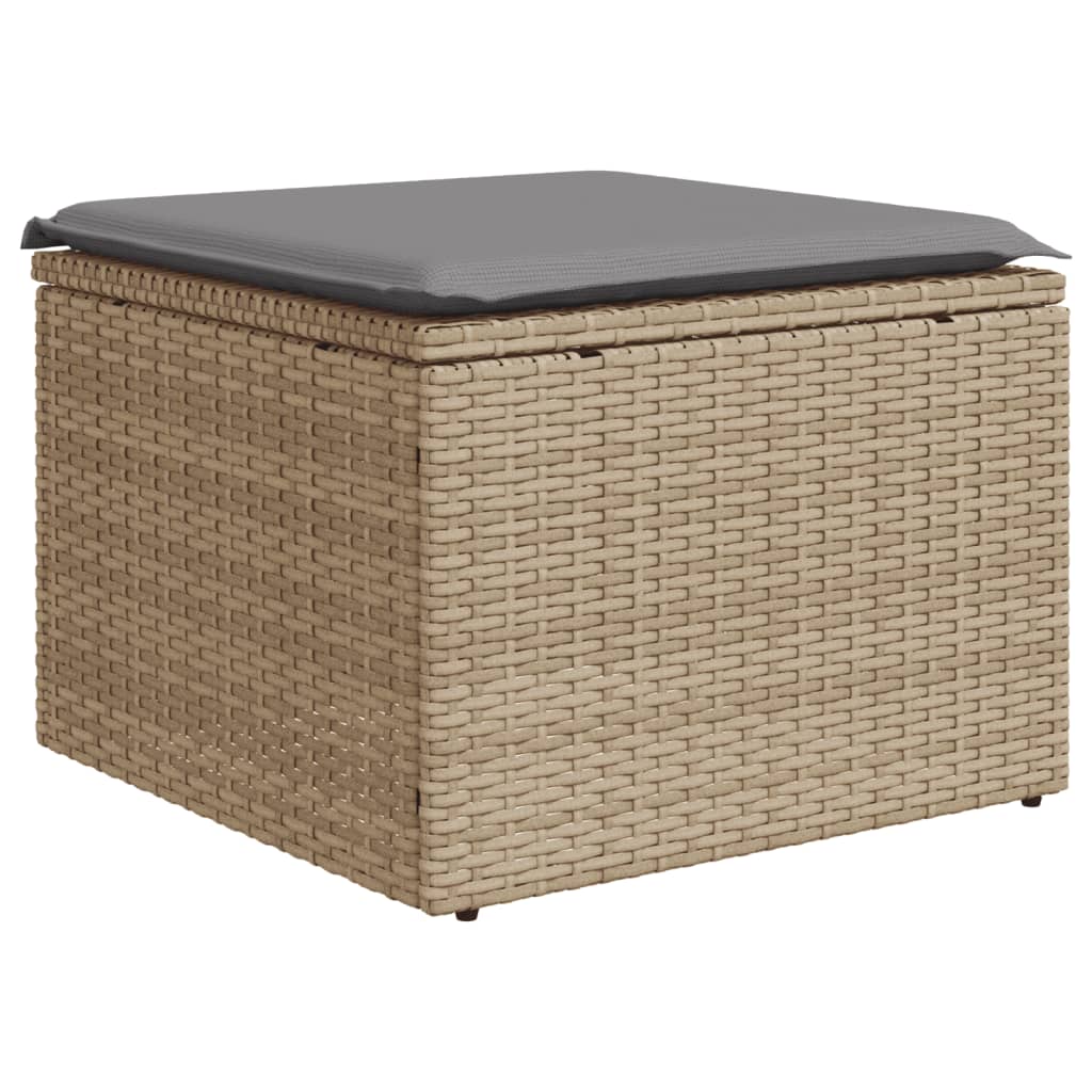 10-delige Loungeset met kussens poly rattan gemengd beige