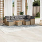 10-delige Loungeset met kussens poly rattan gemengd beige