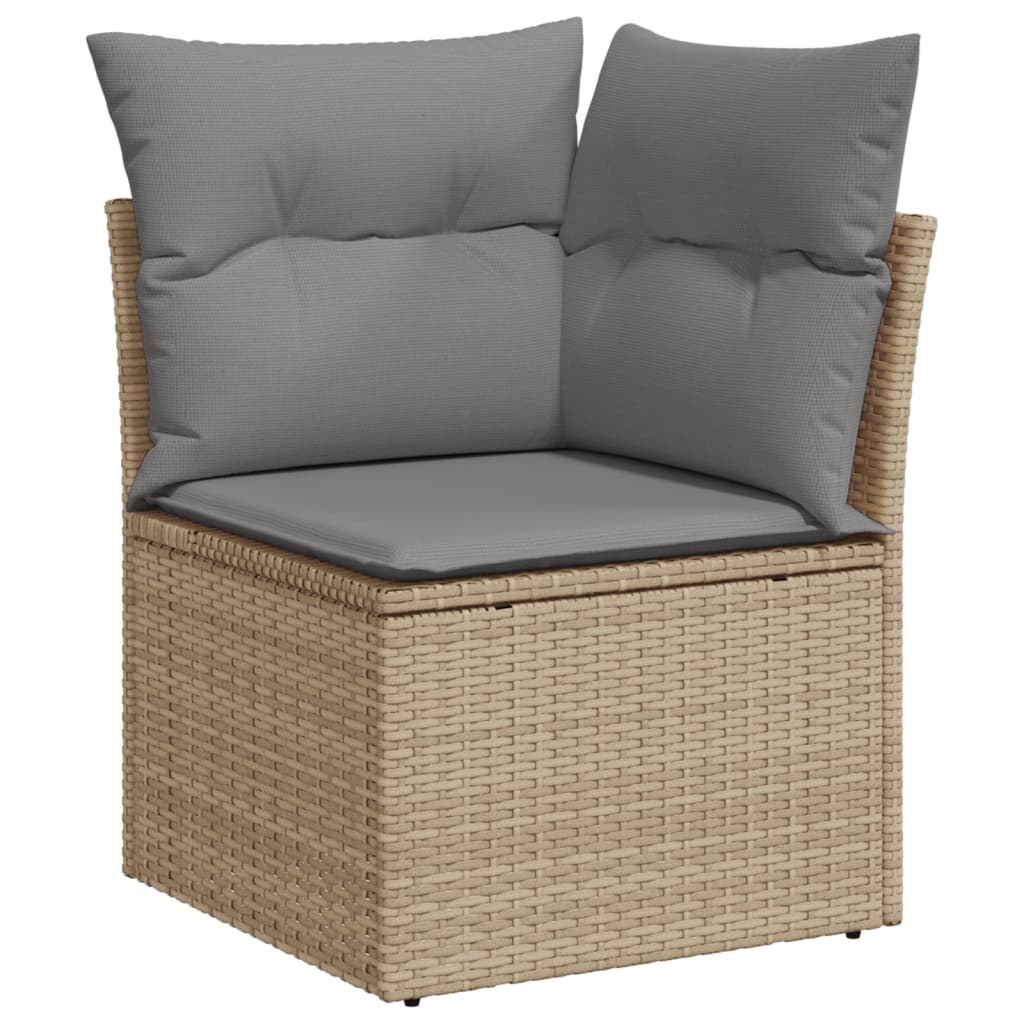 10-delige Loungeset met kussens poly rattan beige