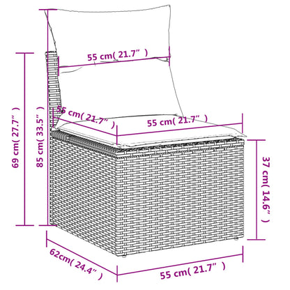 10-delige Loungeset met kussens poly rattan beige