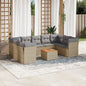 10-delige Loungeset met kussens poly rattan beige