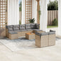 10-delige Loungeset met kussens poly rattan beige