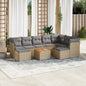 10-delige Loungeset met kussens poly rattan beige