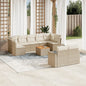 10-delige Loungeset met kussens poly rattan beige