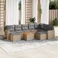 10-delige Loungeset met kussens poly rattan beige