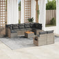 10-delige Loungeset met kussens poly rattan grijs