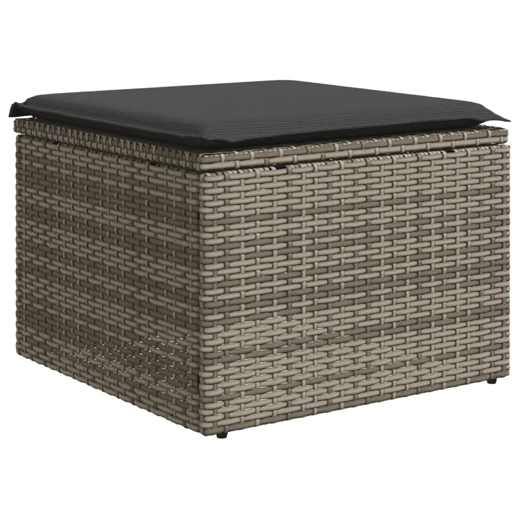 10-delige Loungeset met kussens poly rattan grijs