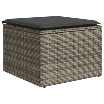 10-delige Loungeset met kussens poly rattan grijs