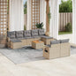 10-delige Loungeset met kussens poly rattan beige